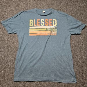 Love In Faith Women’s T‑Shirt XL Blue Blessed Mercy Redeemed Worship Christian